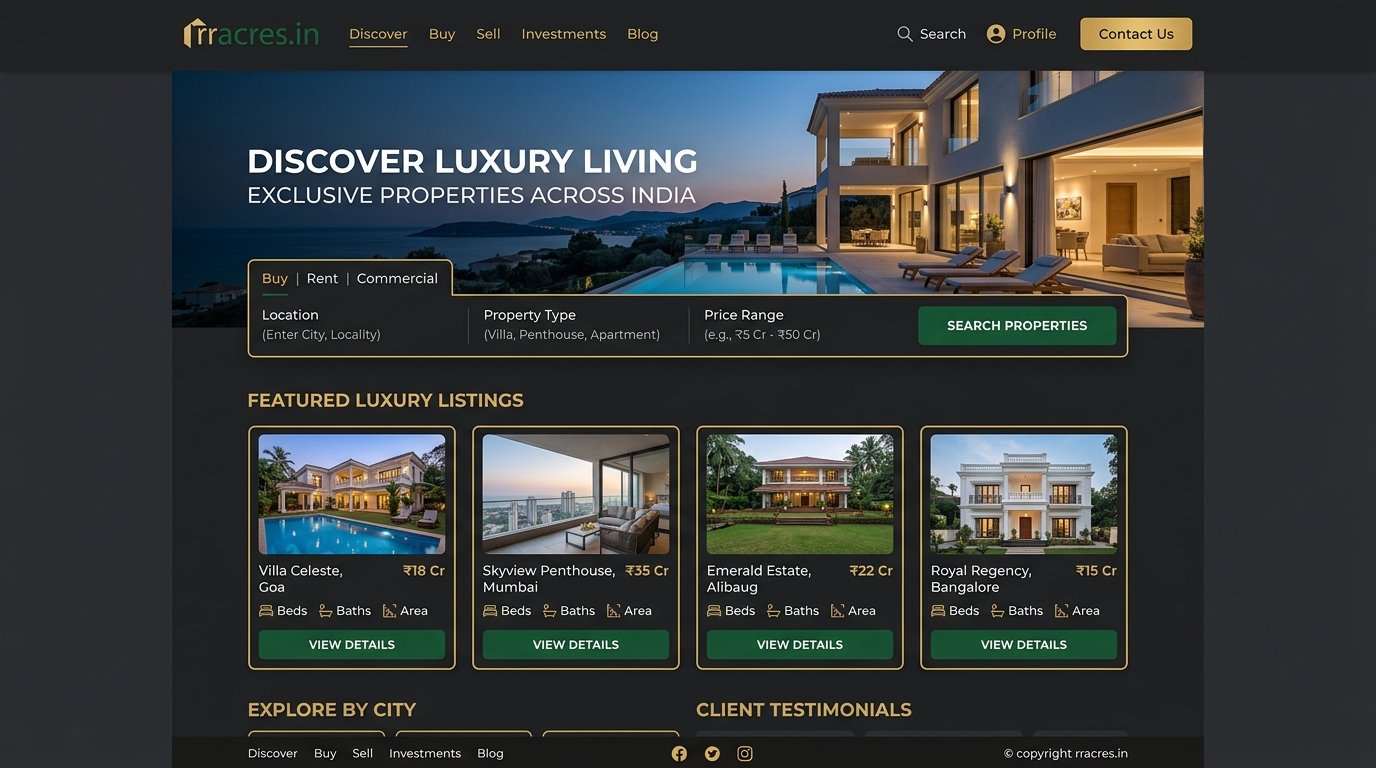 rracres.in Real Estate Site Screen Mockup